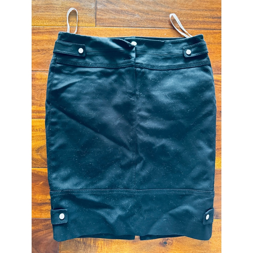 Karen Millen Pencil Skirt Women 4 Black Excellent Utility Snap Button
